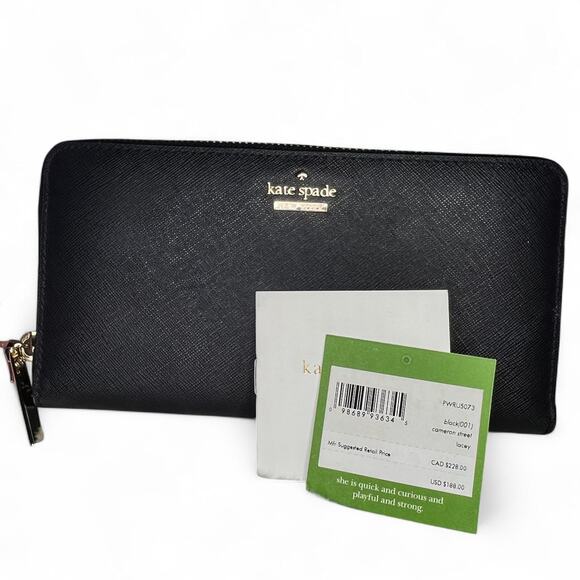 NWT Kate Spade Cameron Street Lacey Leather Wallet Black Boutique Line - Picture 2 of 14